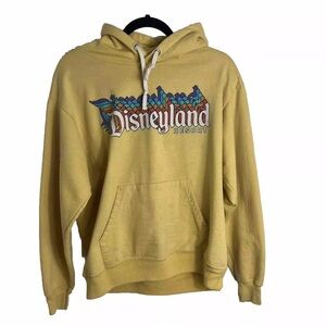 Disneyland Resort Yellow Hoodie Sweatshirt Retro Style Unisex Small Disney Parks